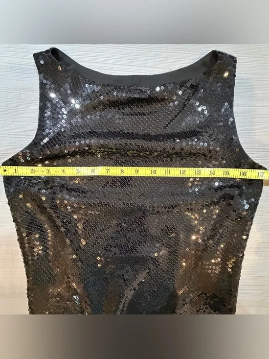 NEW BEAUTIFUL ANN TAYLOR BLACK SEQUIN BOAT NECKLINE SLEEVELESS TOP SIZE 0 - Picture 10 of 16